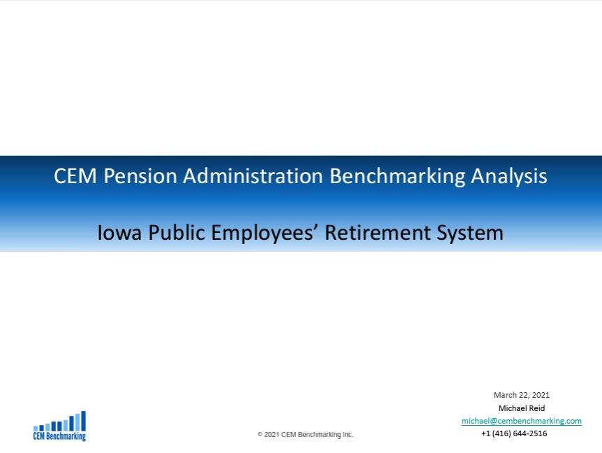 CEM Pension Administration Benchmarking Results cover page