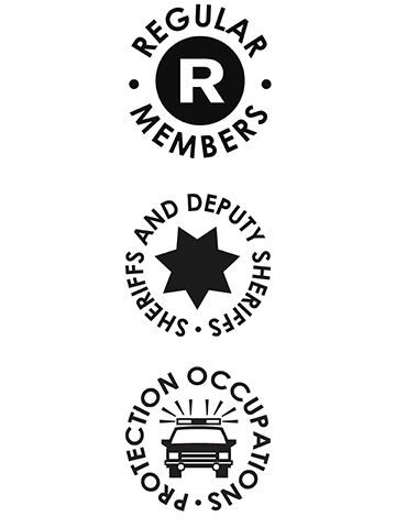 Membership group logos: Regular, Sheriffs and Deputy Sheriffs, and Protection Occupations